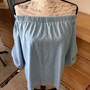 Papaya Off Shoulder Jean Blouse